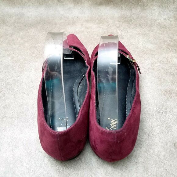 Fioni Womens Sz 7 M Red Wine Suede Pointed Toe Slip On Ballet Flats - Picture 6 of 9